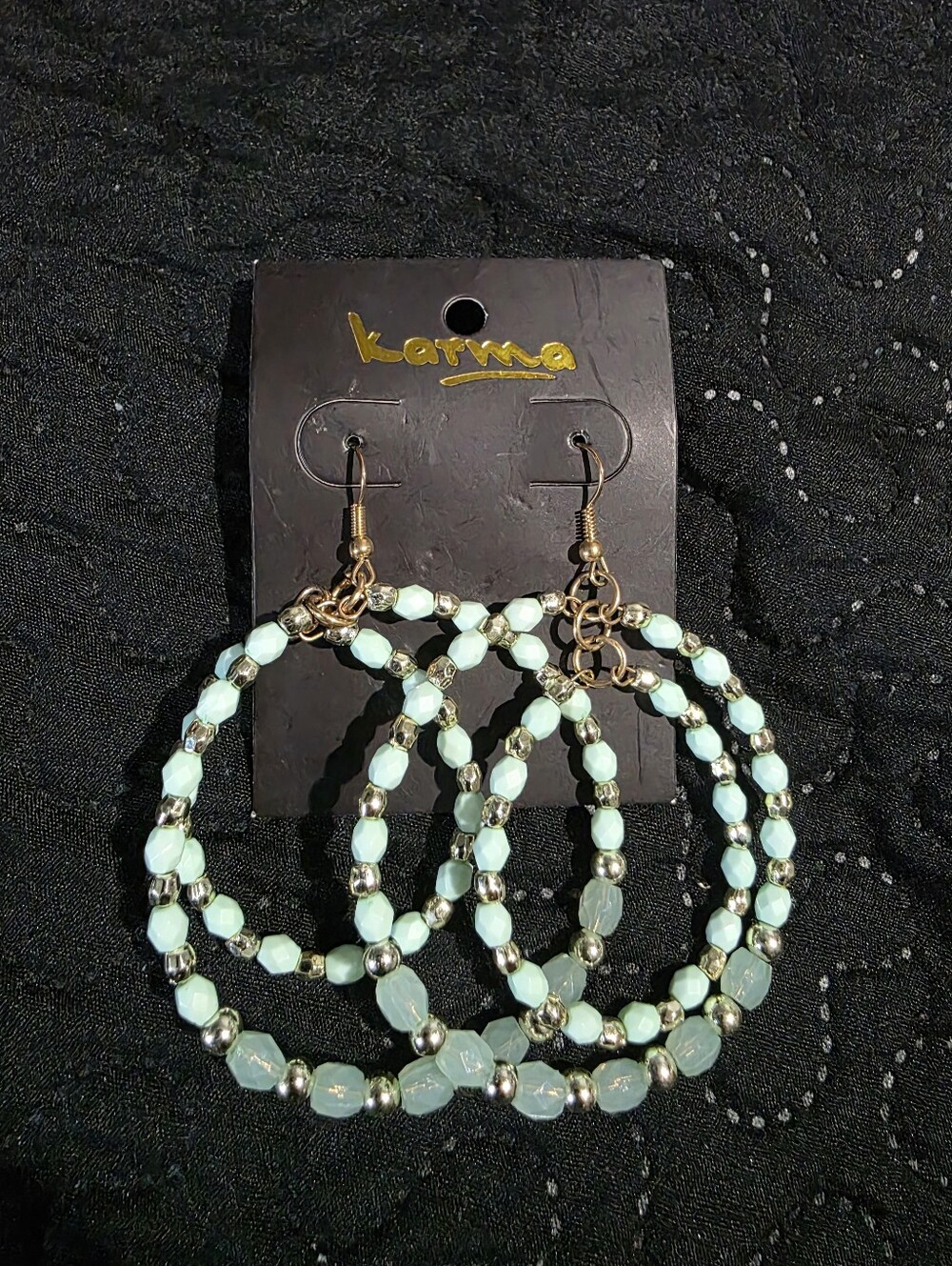 Karma Mint Green Beaded Hoop Earrings